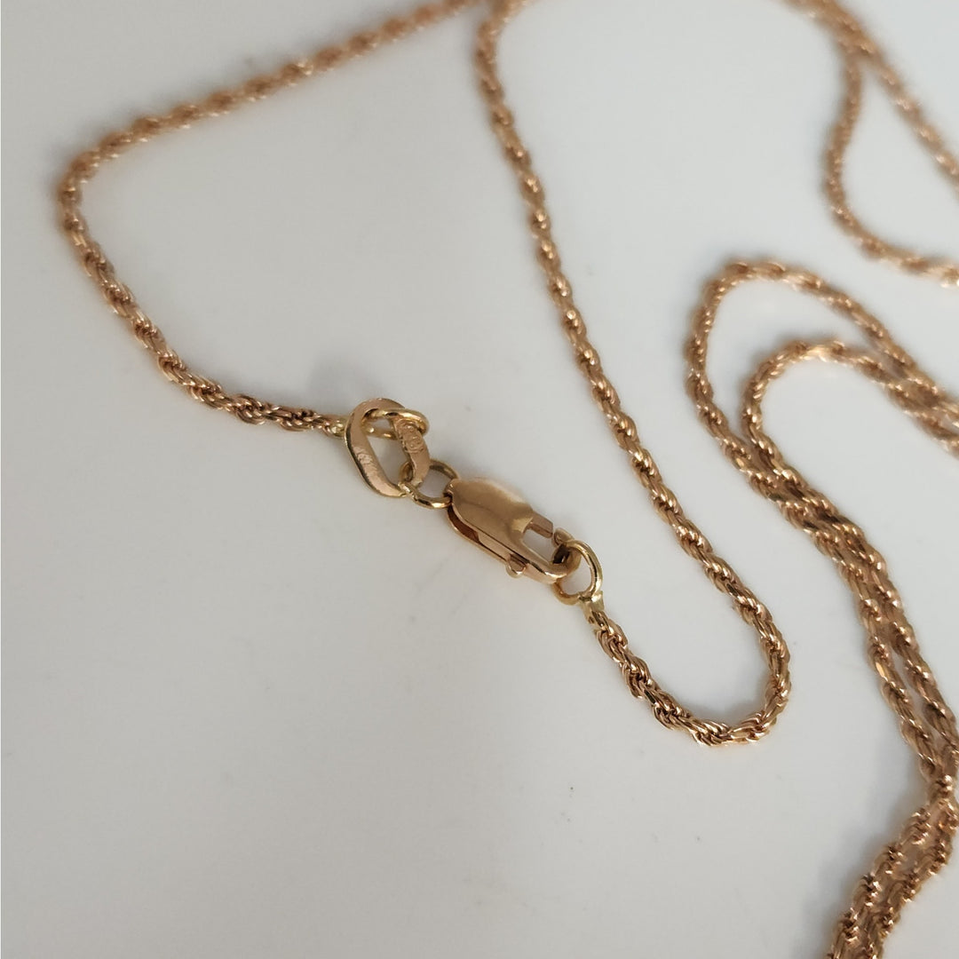 Vintage 14k Rose Gold Italy 18" Rope Necklace with Flower Pendant