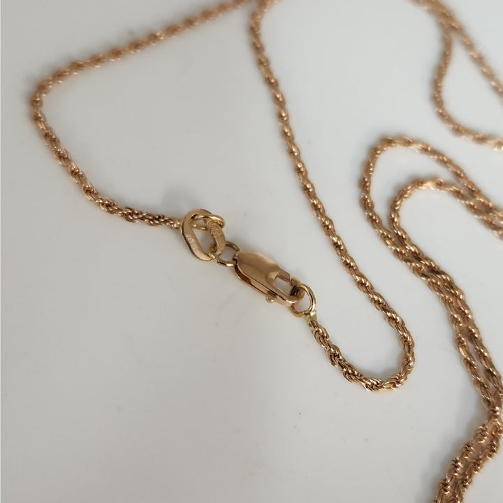 Vintage 14k Rose Gold Italy 18" Rope Necklace with Flower Pendant