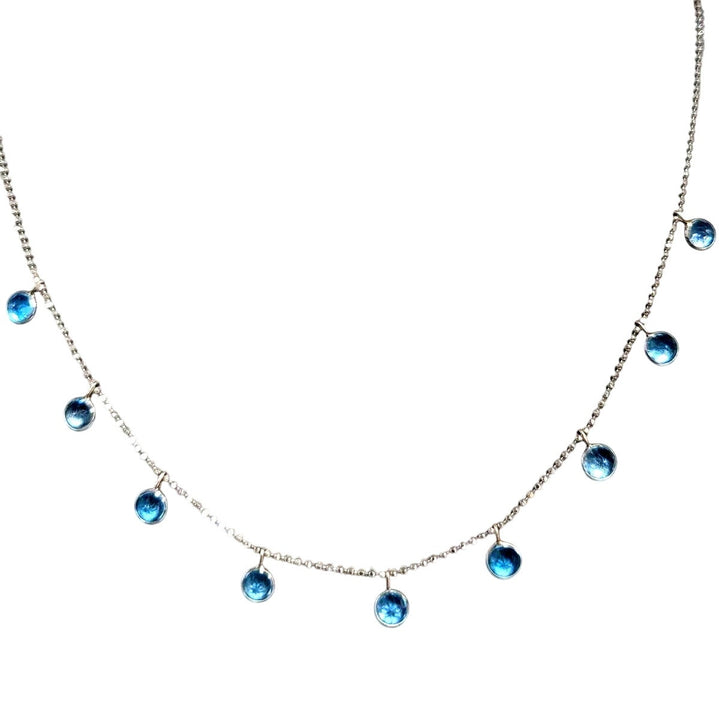 14k Princess white Gold beaded necklace 16in, 2.3g