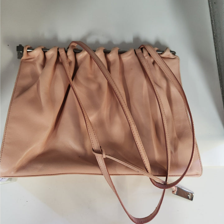 Vintage Gucci Blush Pink Leather Shoulder Bag With Drawstring Detail