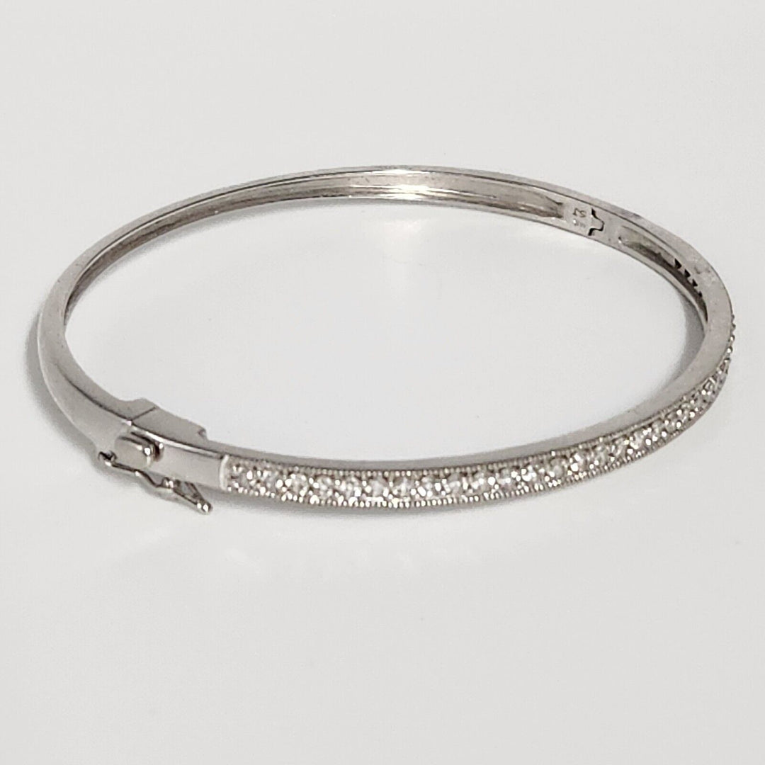 Elegant 14k White Gold Diamonds Bangle Bracelet