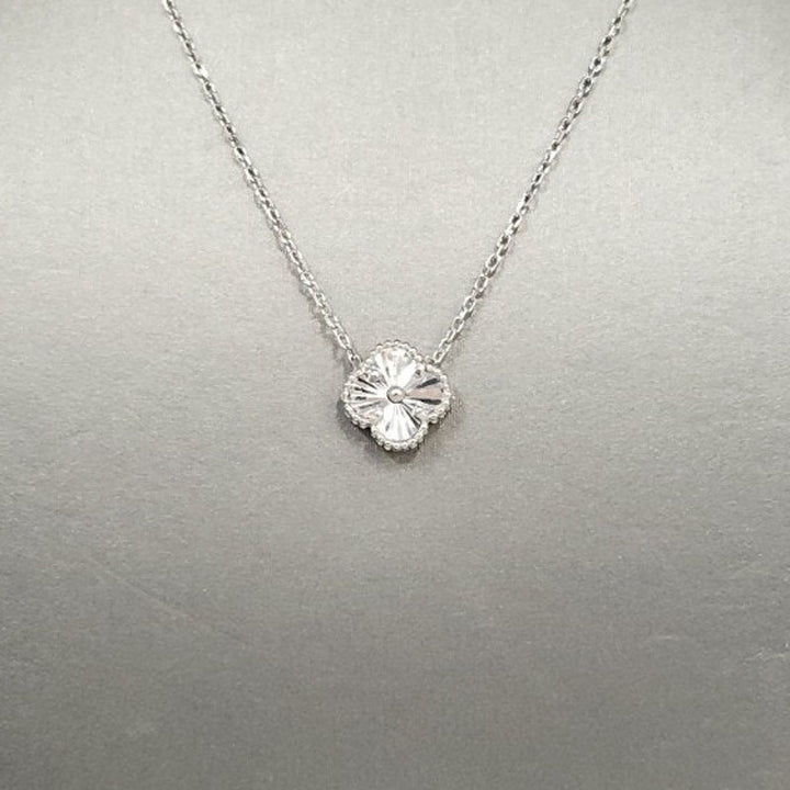 925 Silver Textured Blossom Pendant Necklace 17"