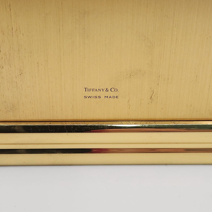 Vintage Tiffany & CO Large Rectangle Brass Desk Clock Quartz Roman Numerals