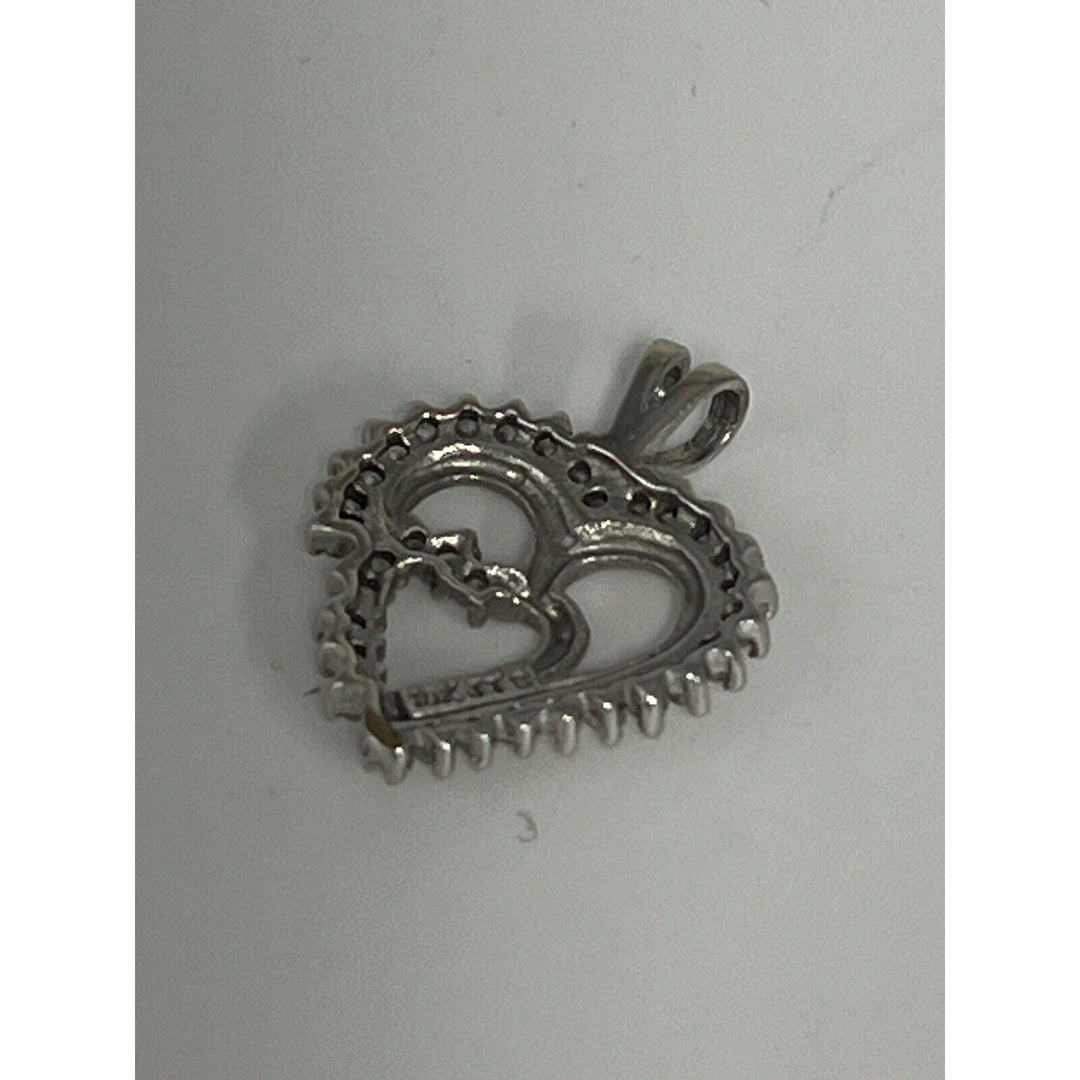 10k White Gold Double Heart Pendant