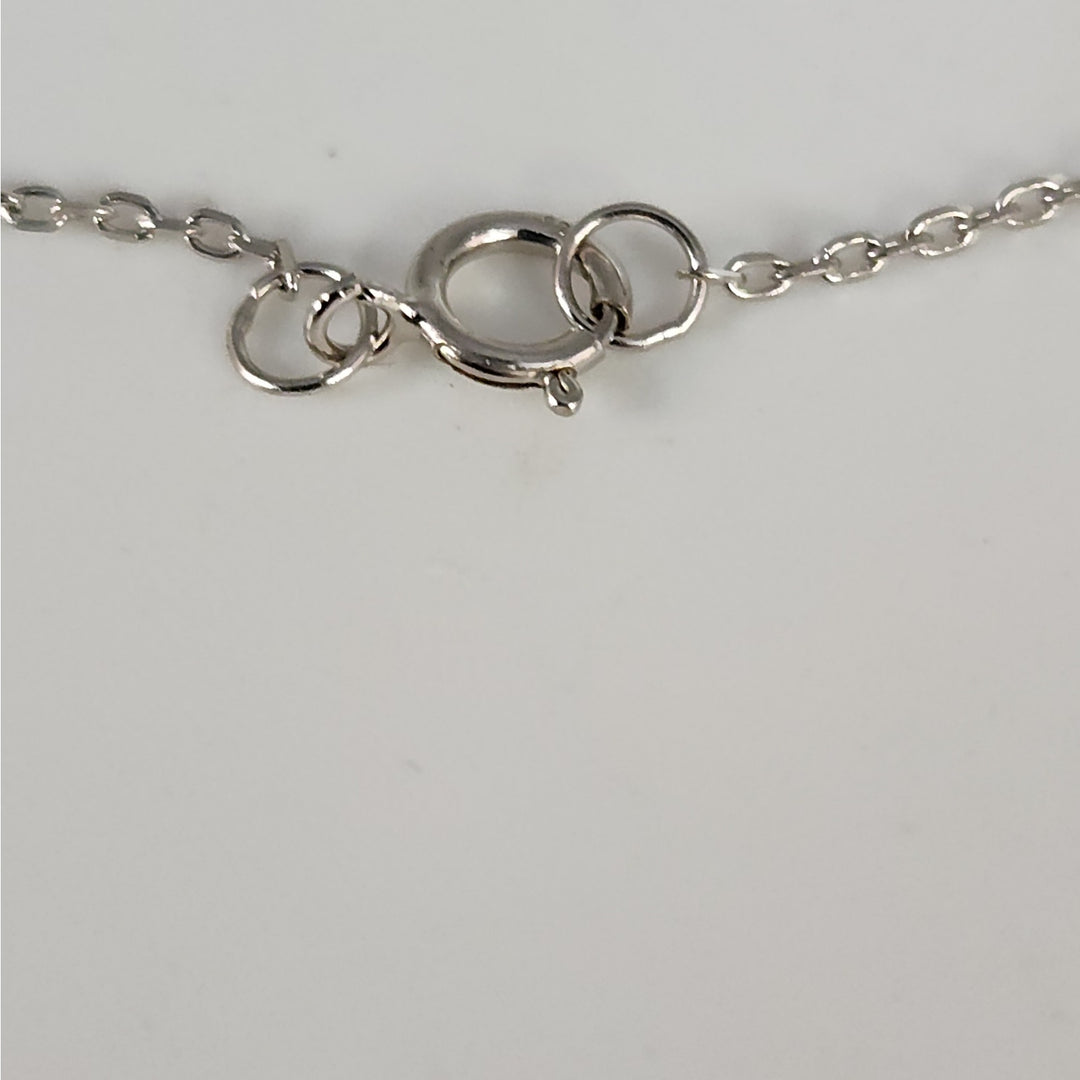 925 Sterling Silver Purple & White Crystal Cross Pendant Necklace18"