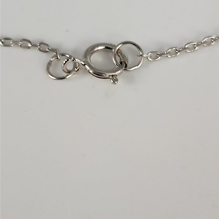 925 Sterling Silver Purple & White Crystal Cross Pendant Necklace18"