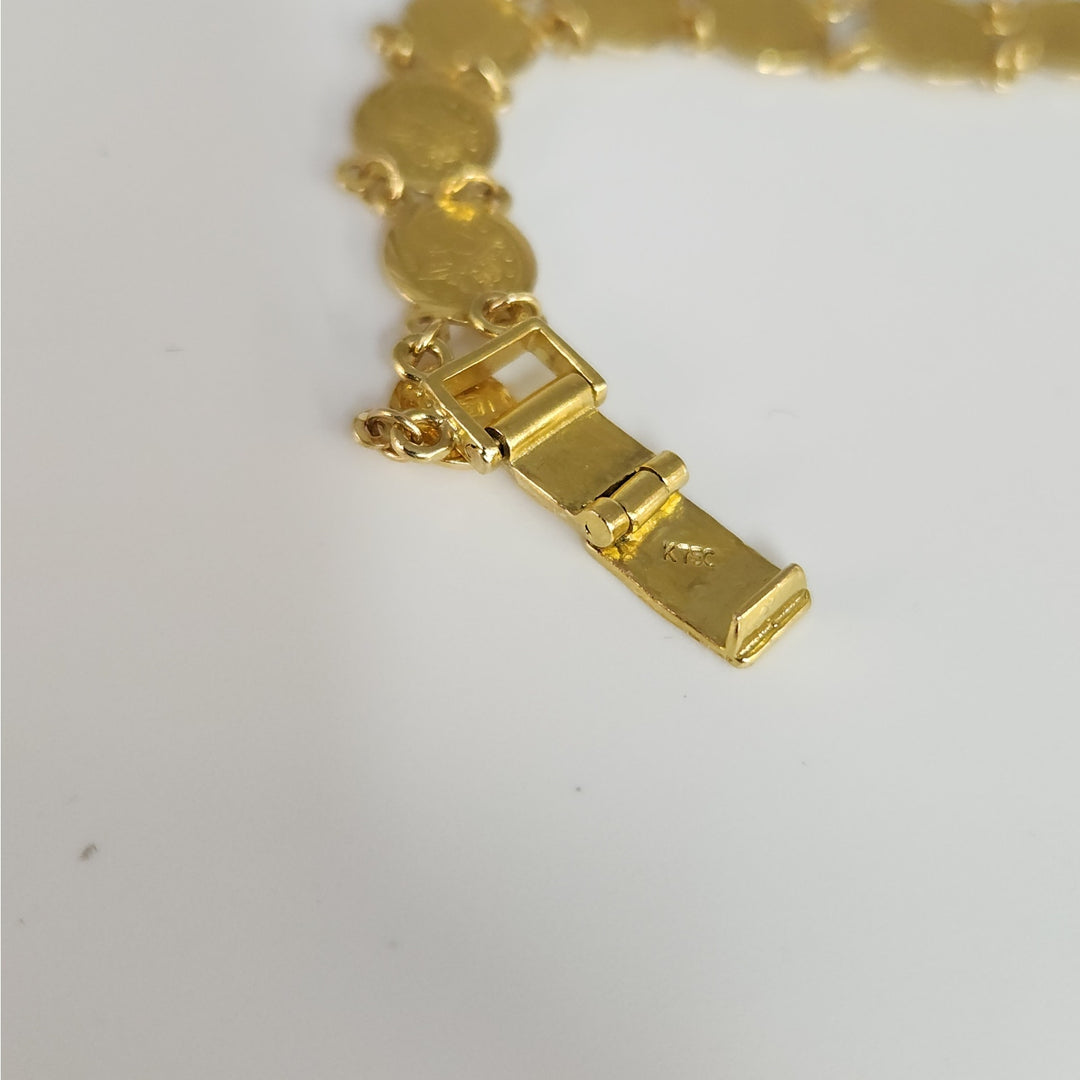 18k Yellow Gold Vintage Coin link Bracelet 7"