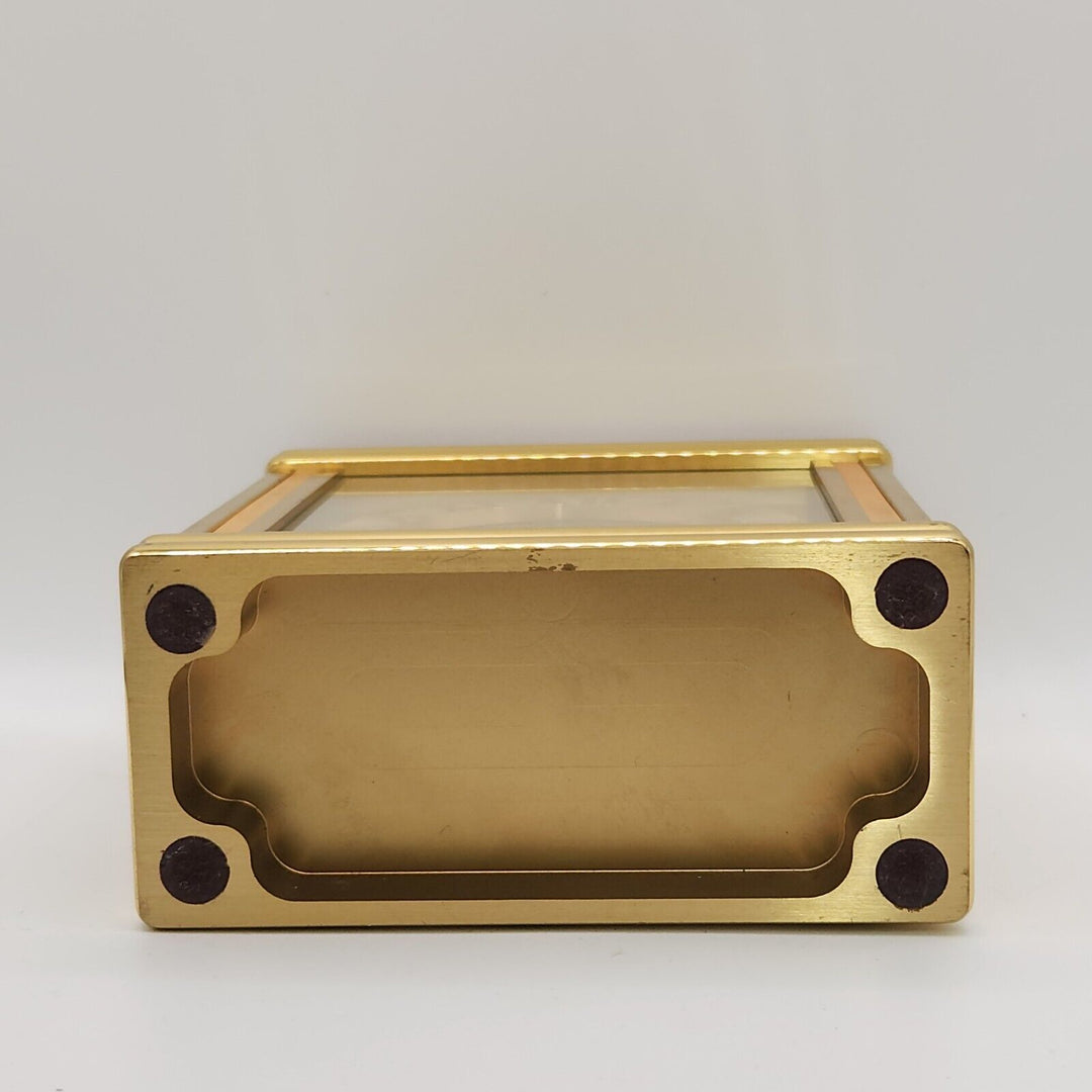 Vintage Tiffany & CO Large Rectangle Brass Desk Clock Quartz Roman Numerals