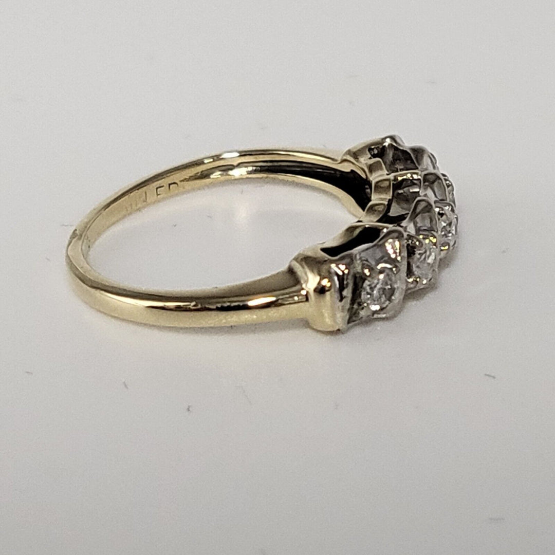 10k Yellow Gold Five Sparkling Diamonds With Total Weight 2.1g, Size 4