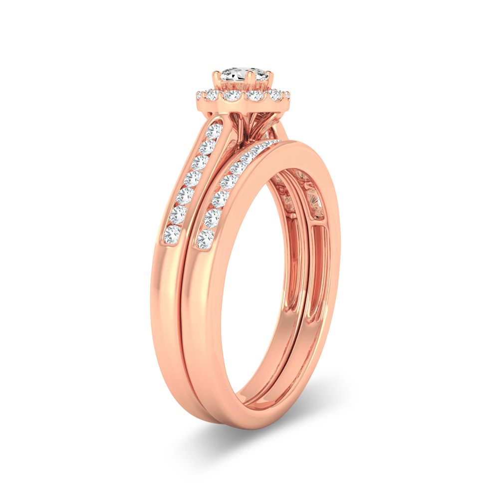 Romantic 14k Rose Gold Lab Diamond Bridal Ring (0.50ct)