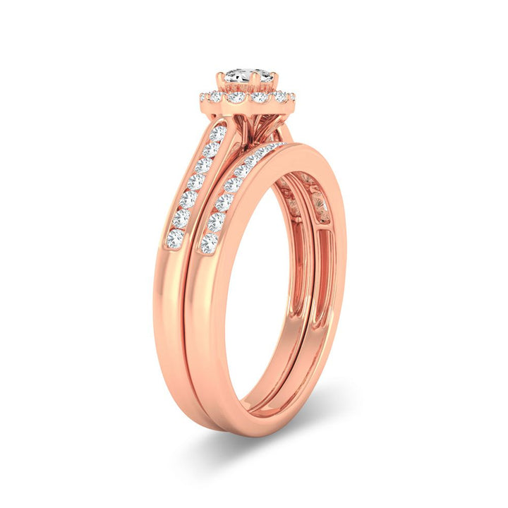 Romantic 14k Rose Gold Lab Diamond Bridal Ring (0.50ct)