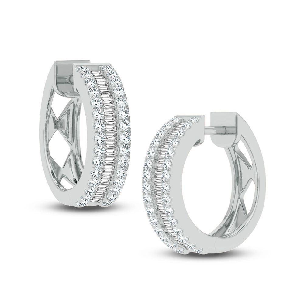 Brilliant 14k White Gold 1CT Diamond Hoop Earrings for Her
