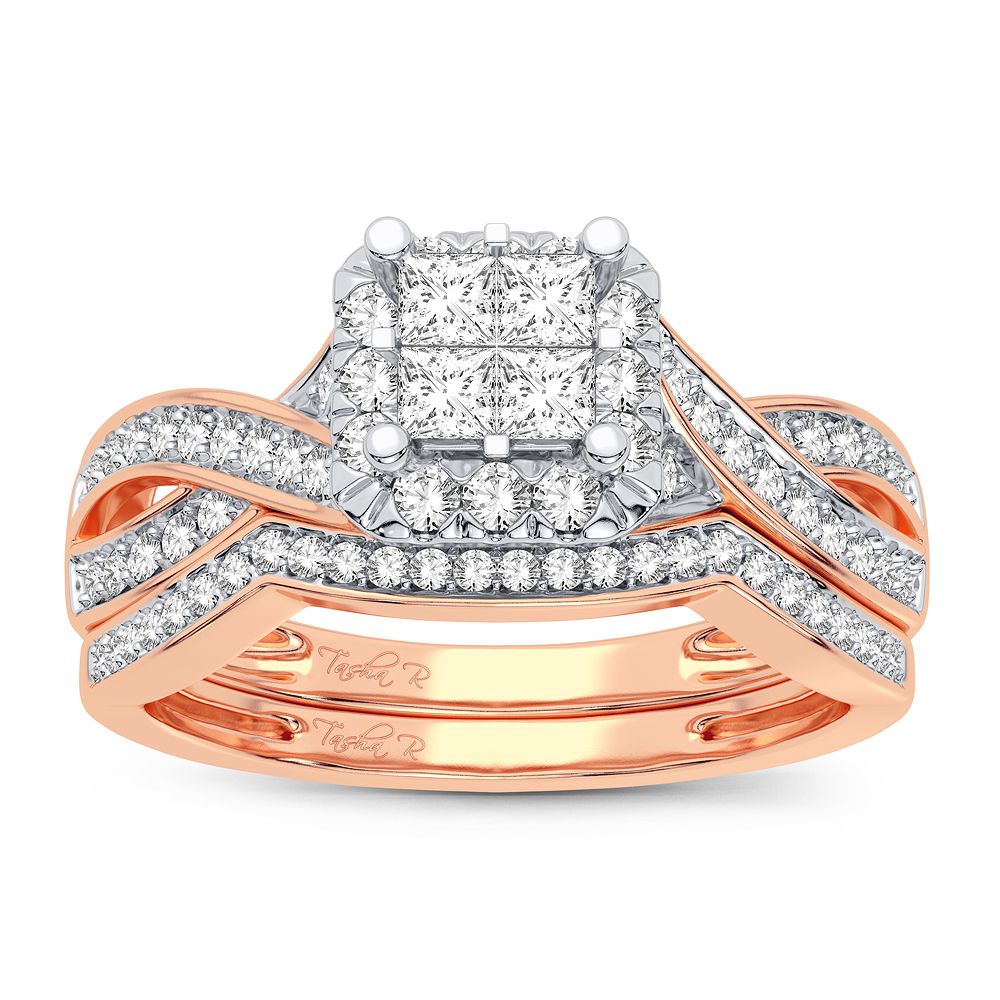 Romantic 10k Rose Gold Lab Diamond Bridal Ring