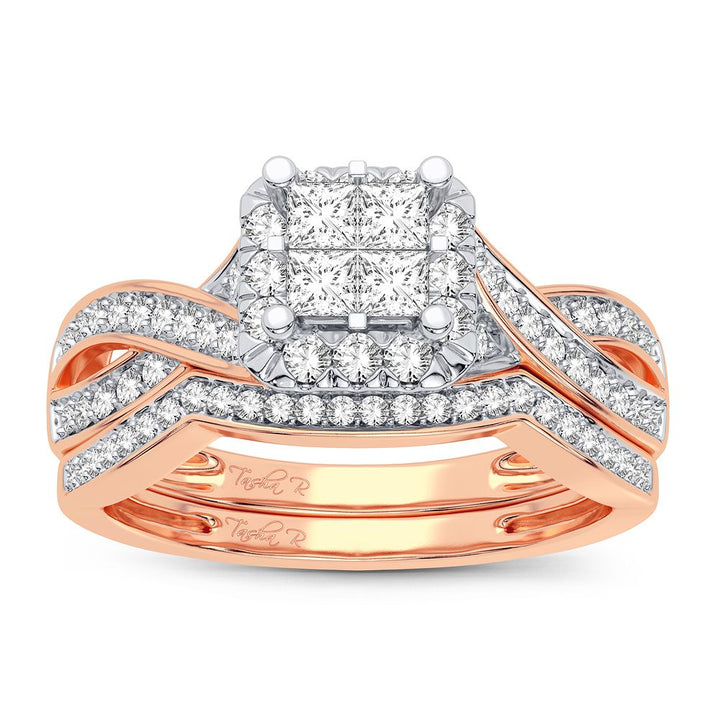 Romantic 10k Rose Gold Lab Diamond Bridal Ring