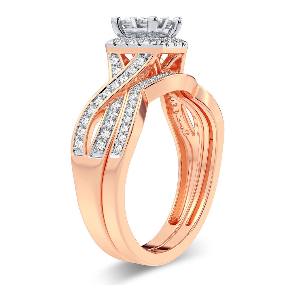 Romantic 10k Rose Gold Lab Diamond Bridal Ring