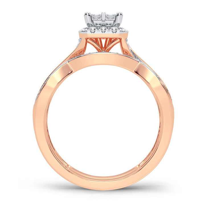 Romantic 10k Rose Gold Lab Diamond Bridal Ring