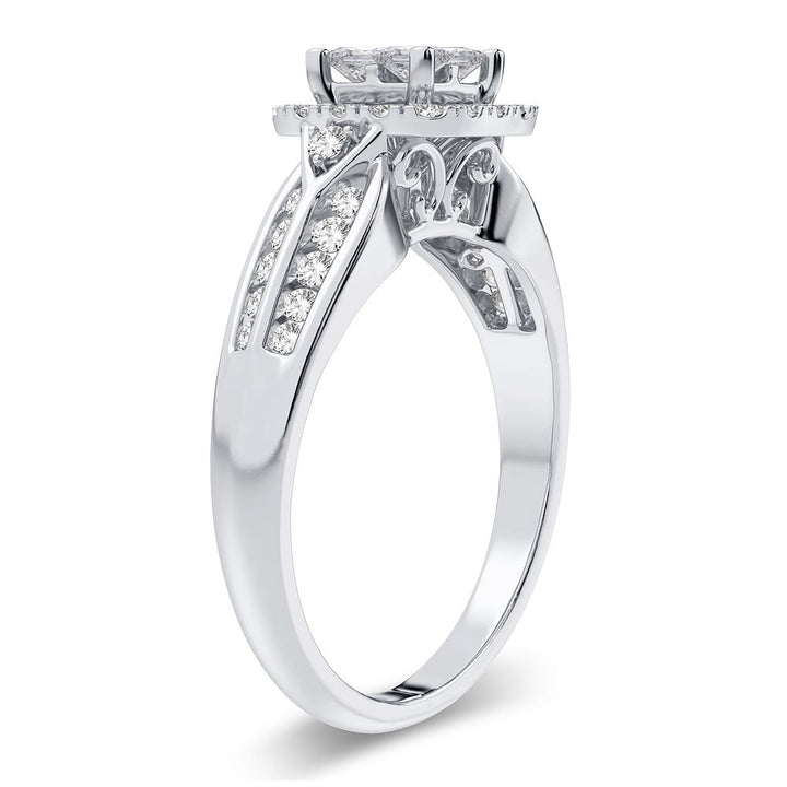 Timeless 10k White Gold Lab Diamond Engagement Ring (0.60CT)