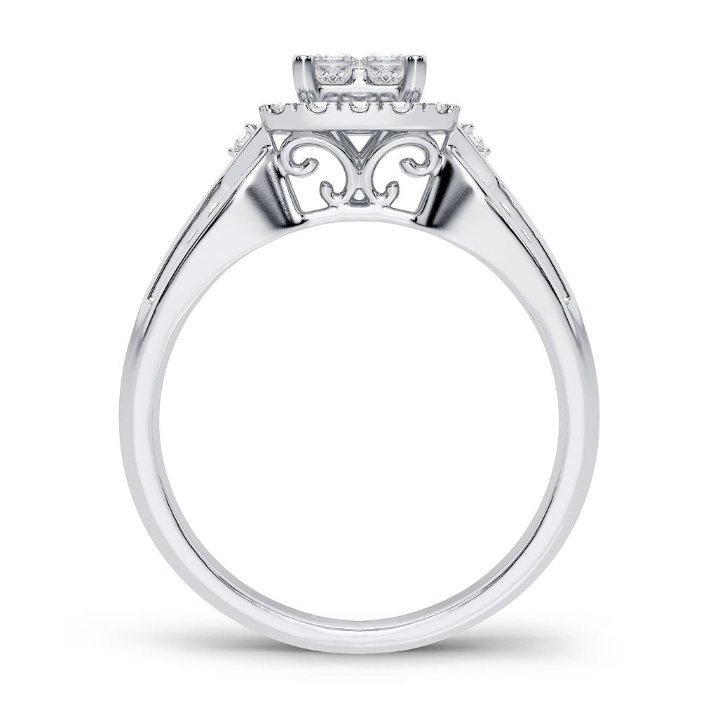 Timeless 10k White Gold Lab Diamond Engagement Ring (0.60CT)