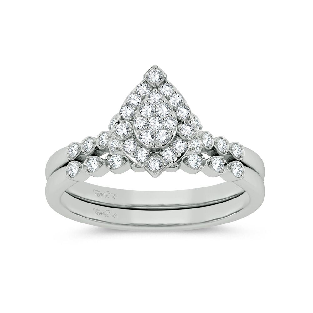 Timeless 14k White Gold Lab Diamond Bridal Ring Set