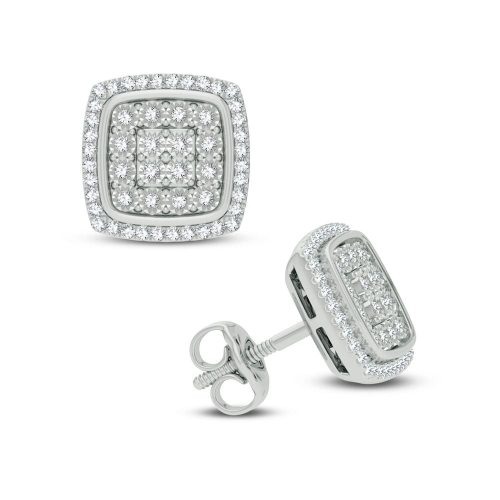 Sparkling 10k White Gold Diamond Stud Earrings for Women
