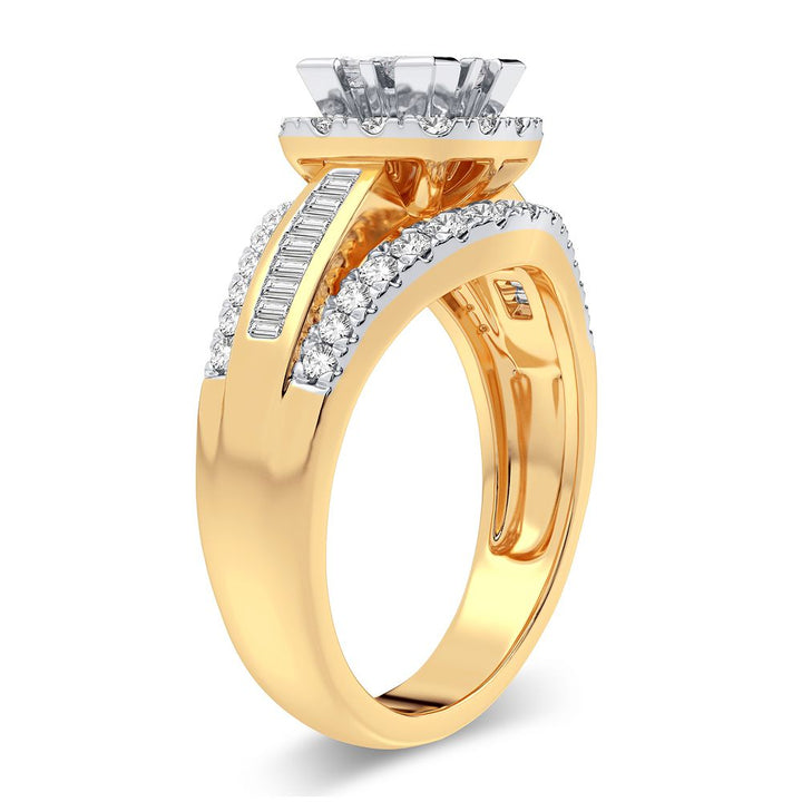 Brilliant 10K Yellow Gold 0.90CT Lab Diamond Engagement Ring