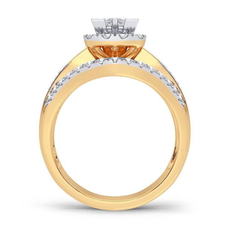 Brilliant 10K Yellow Gold 0.90CT Lab Diamond Engagement Ring