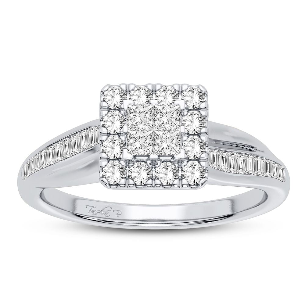 Timeless 10k White Gold Lab Diamond Engagement Ring (0.50CT)