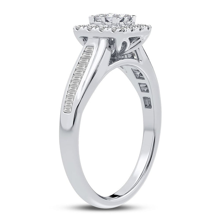 Timeless 10k White Gold Lab Diamond Engagement Ring (0.50CT)