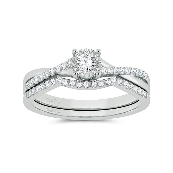 10k White Gold 0.25ct Lab Diamond Bridal Ring Set