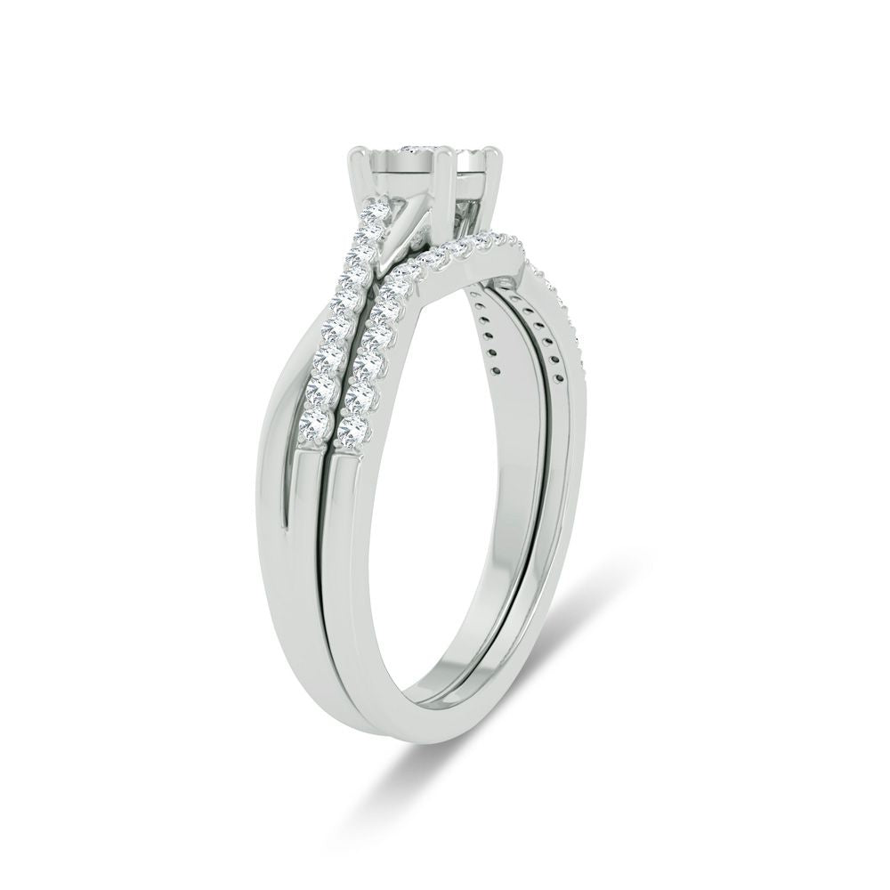 10k White Gold 0.25ct Lab Diamond Bridal Ring Set