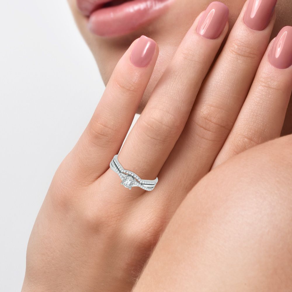 10k White Gold 0.25ct Lab Diamond Bridal Ring Set