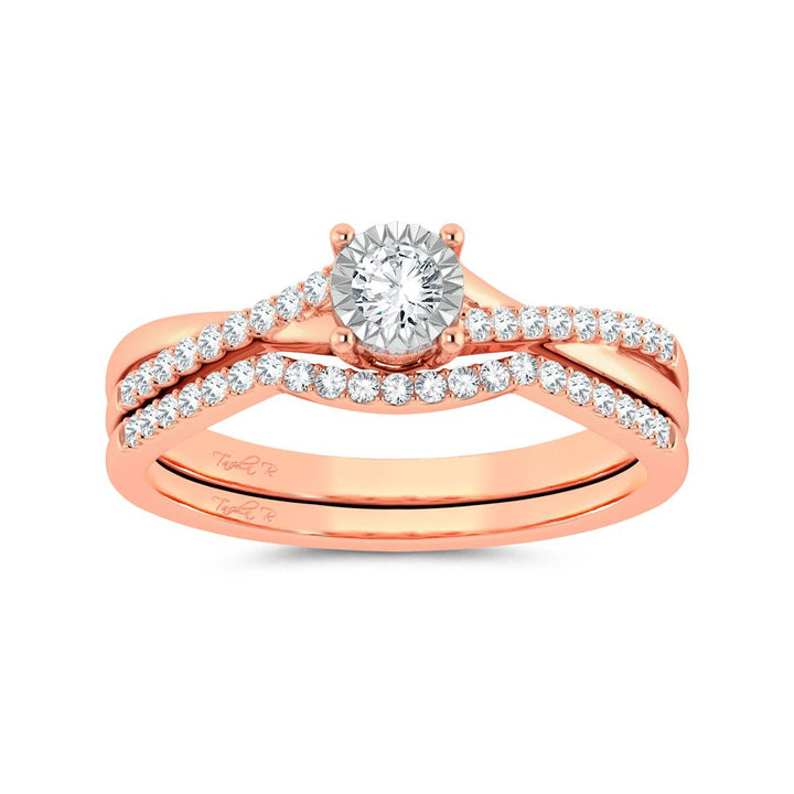 10k Rose Gold 0.25ct Lab Diamond Womens Bridal Ring
