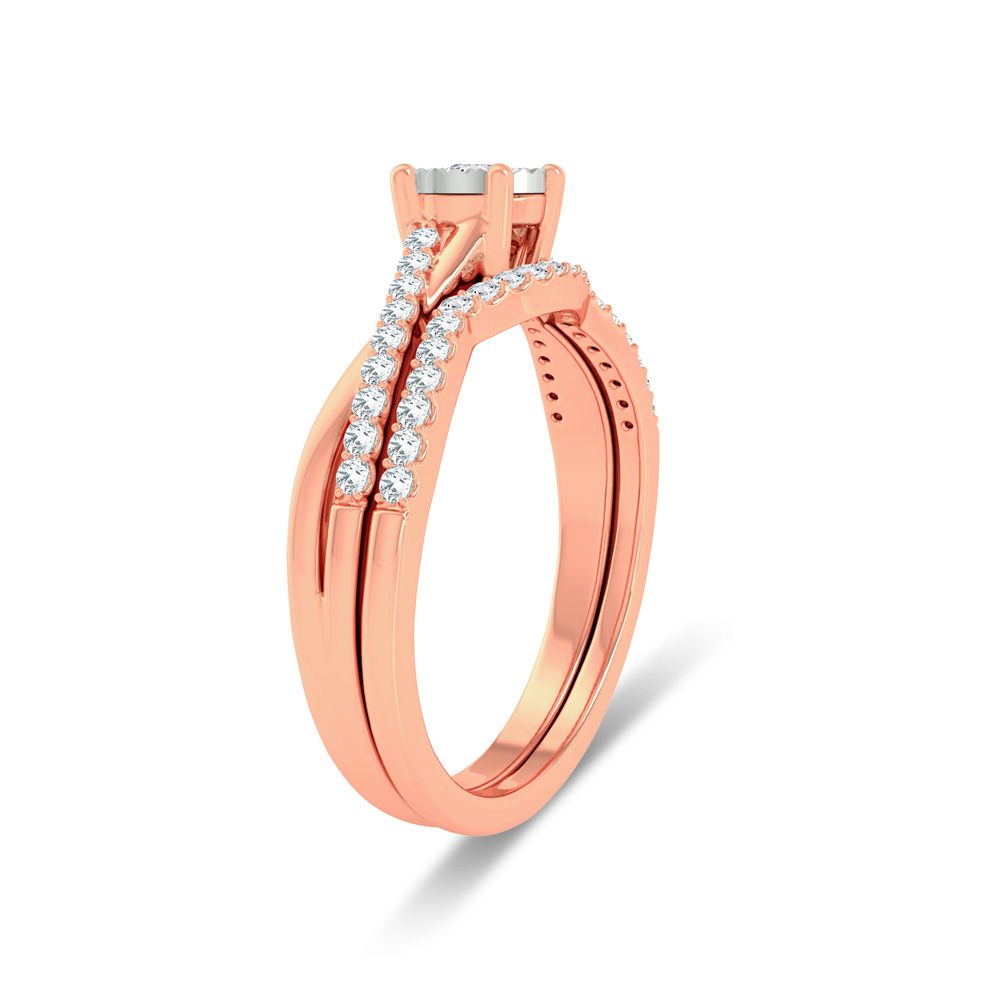 10k Rose Gold 0.25ct Lab Diamond Womens Bridal Ring
