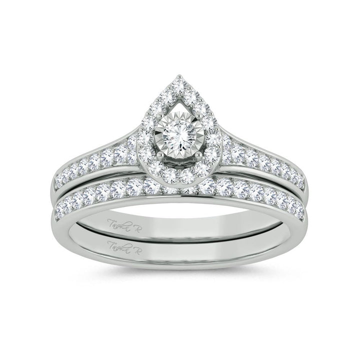 10k White Gold 0.5ct Lab Diamond Bridal Ring Set
