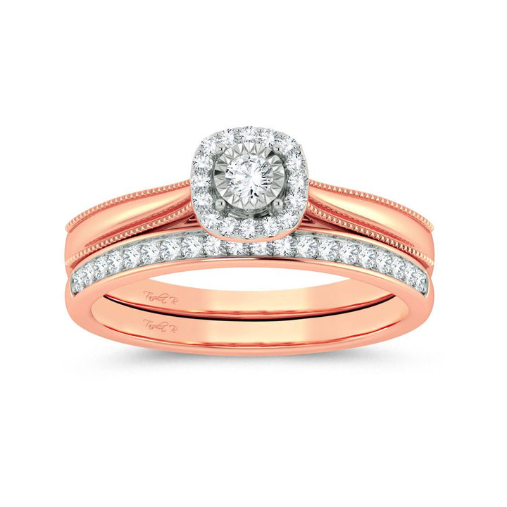 Romantic 10k Rose Gold Lab Diamond Bridal Ring (0.25ct)