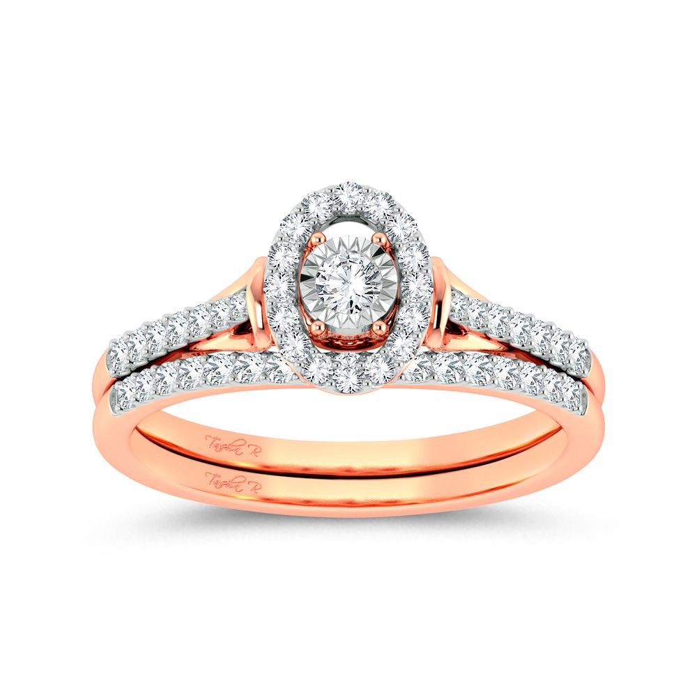 Romantic 10k Rose Gold Lab Diamond Bridal Ring (0.34ct)