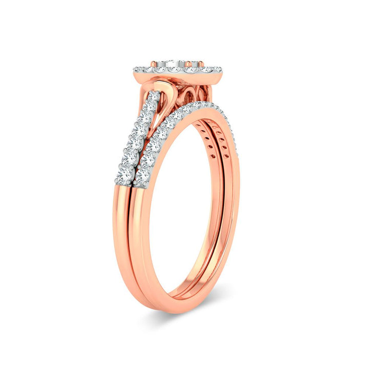 Romantic 10k Rose Gold Lab Diamond Bridal Ring (0.34ct)