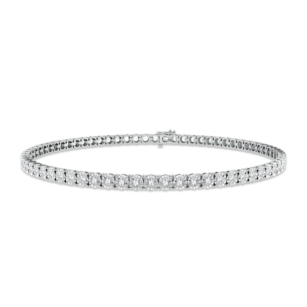 Luminous 10k White Gold 1.40ct Lab Diamond Womens Tennis Bracelet