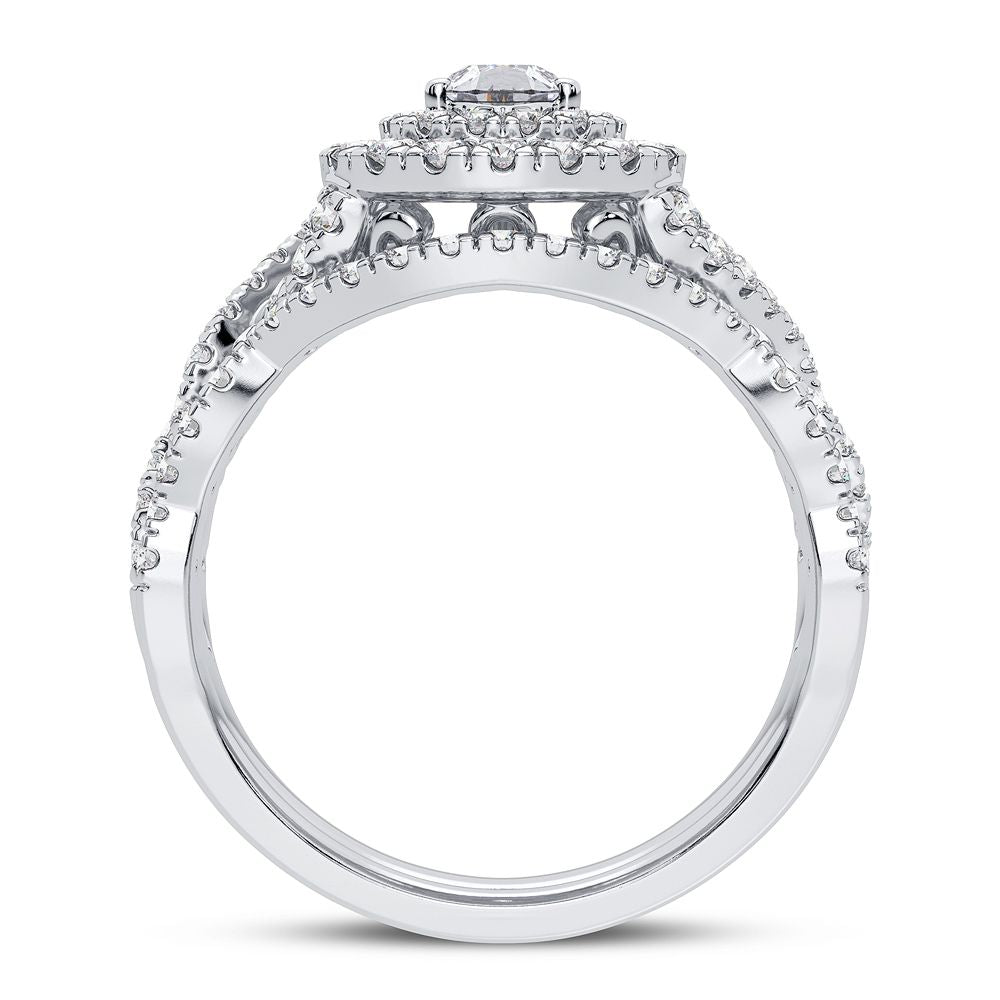 14k White Gold 1.03CT Lab Diamond Womens Engagement Ring