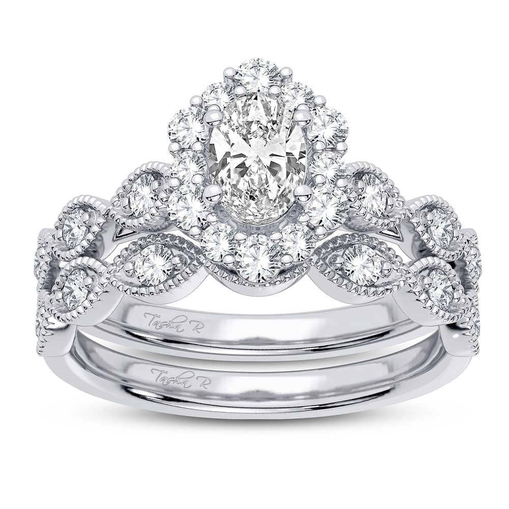 Brilliant 14k White Gold 1CT Lab Diamond Bridal Ring
