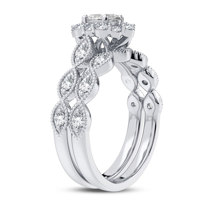 Brilliant 14k White Gold 1CT Lab Diamond Bridal Ring