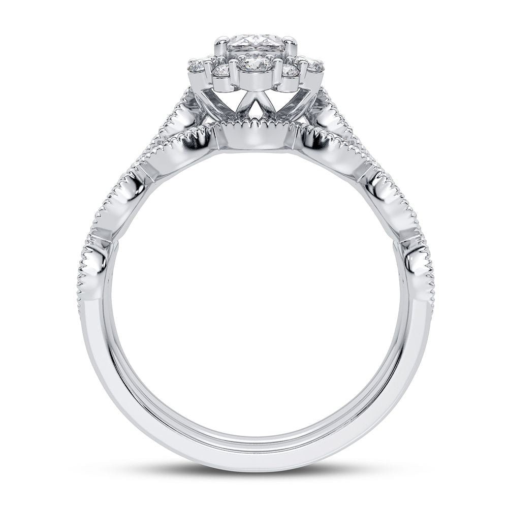 Brilliant 14k White Gold 1CT Lab Diamond Bridal Ring