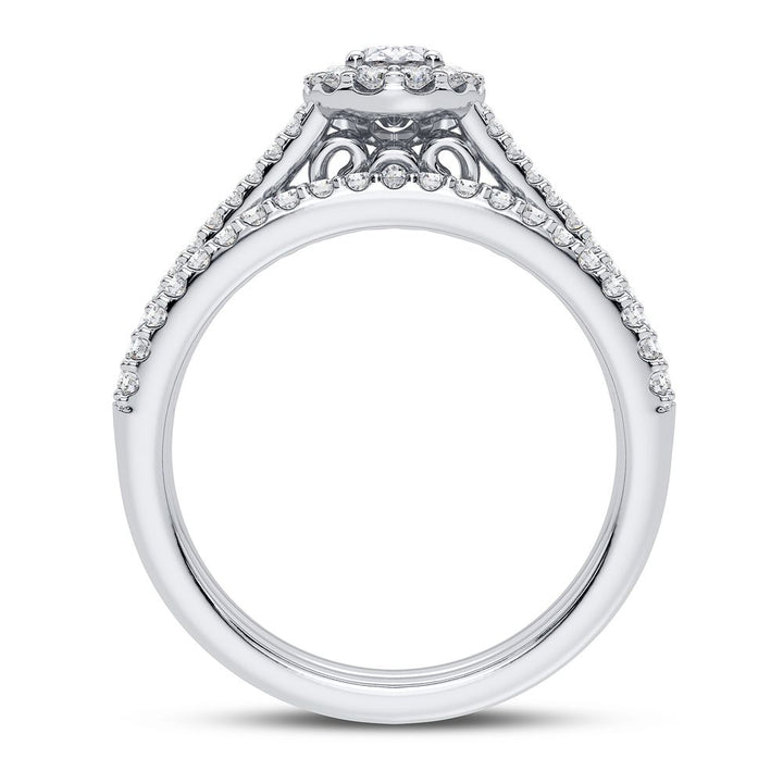 Luminous 14k White Gold Lab Diamond Bridal Ring (0.9CT)