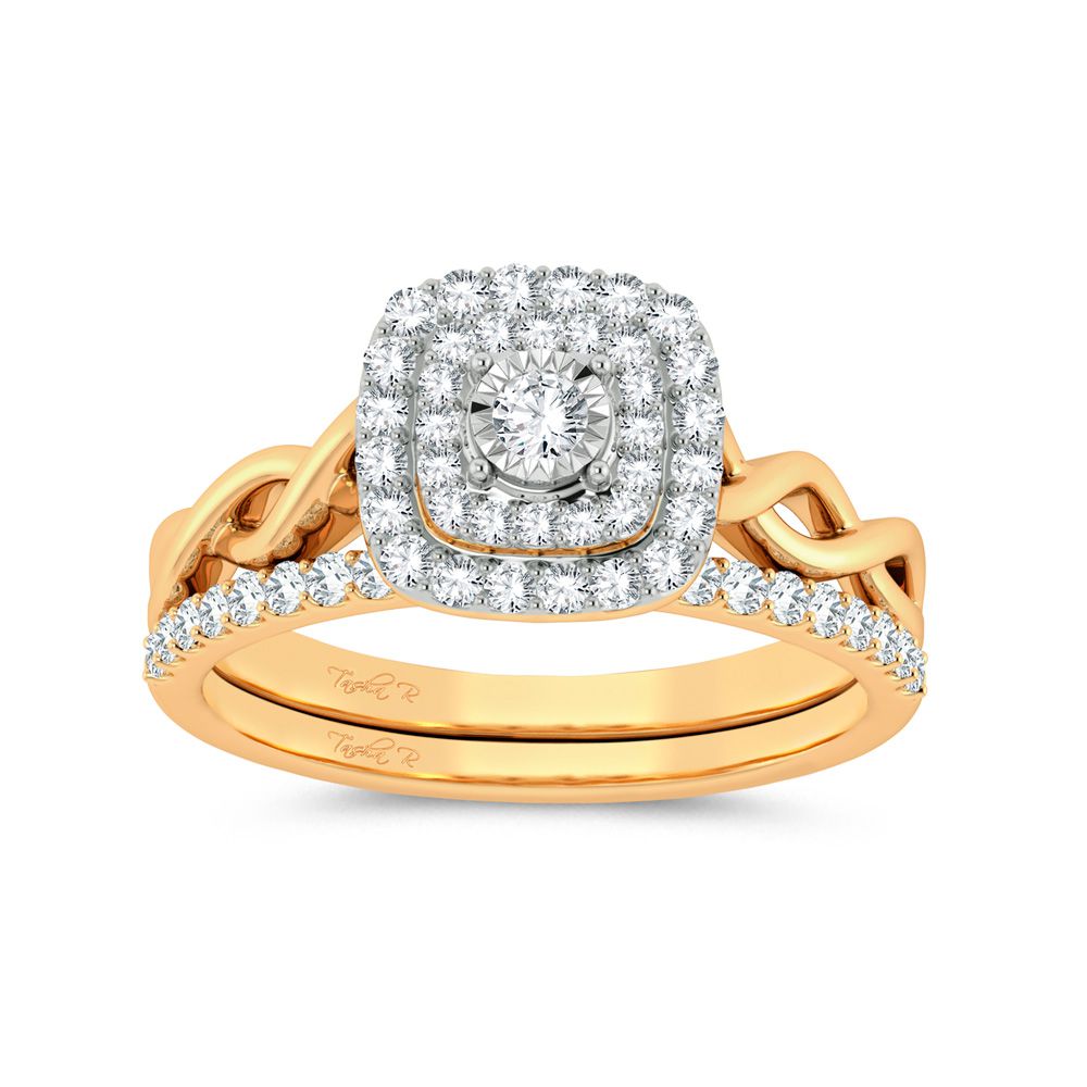 10k Yellow Gold 0.50ct Lab Diamond Bridal Ring for Her