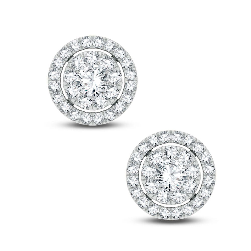 Brilliant 14k White Gold 1CT Lab Diamond Stud Earrings