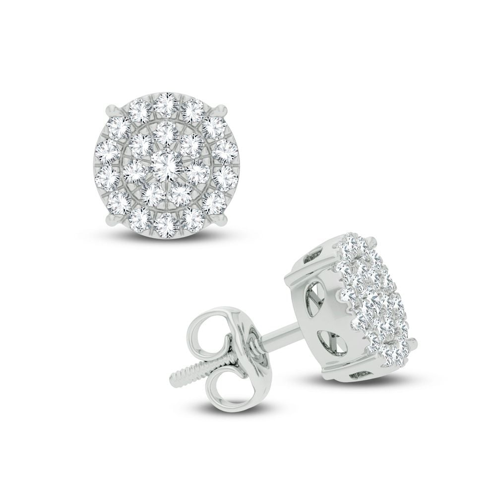 Chic 10k White Gold 0.50ct Diamond Stud Earrings for Women