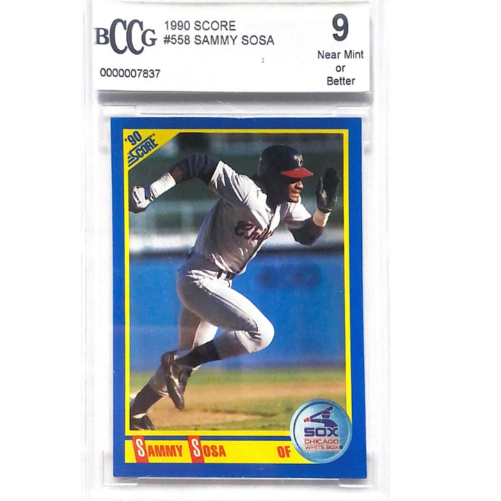 1990 Score #558 Sammy Sosa BCCG Near mint or better 9