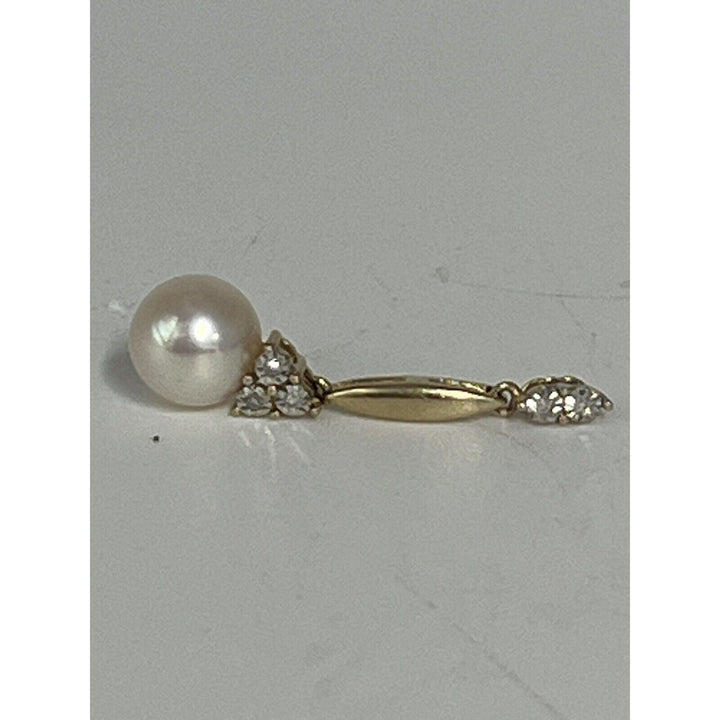 10k Yellow Gold Pendant Pearl Diamonds Stone