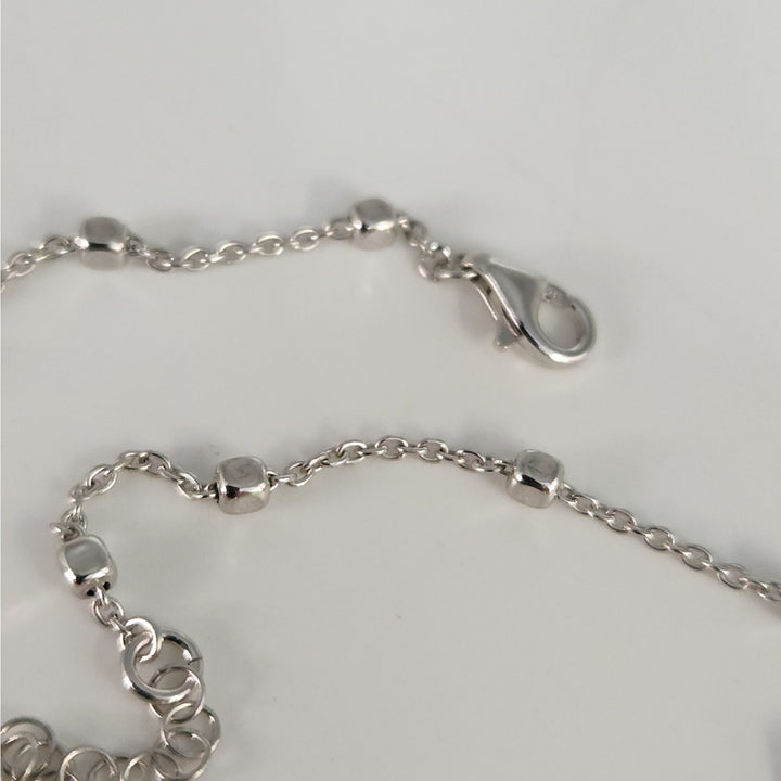 925 Sterling Silver Beaded Adjustable Anklet 10"