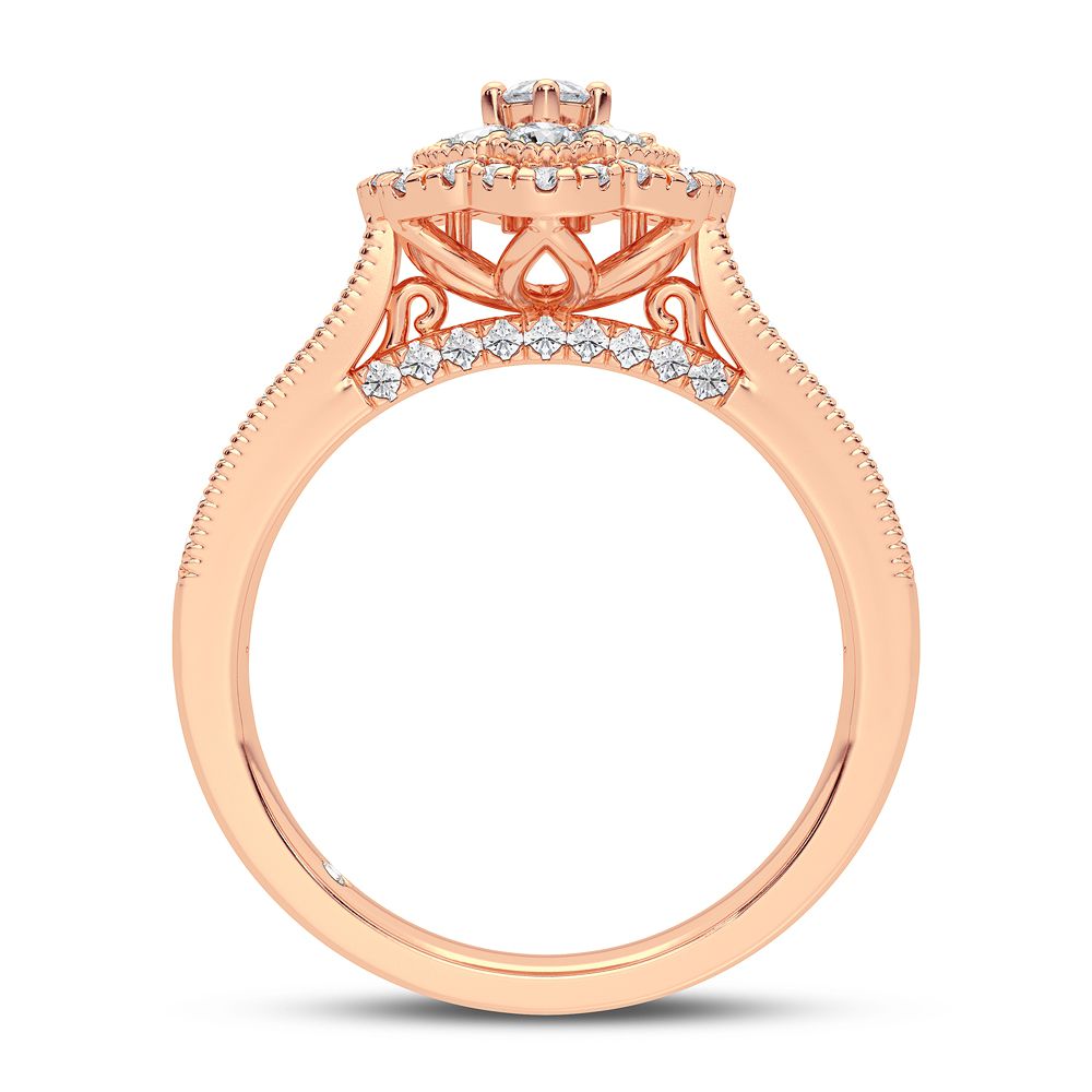Timeless 14k Rose Gold 0.75CT Lab Diamond Engagement Ring